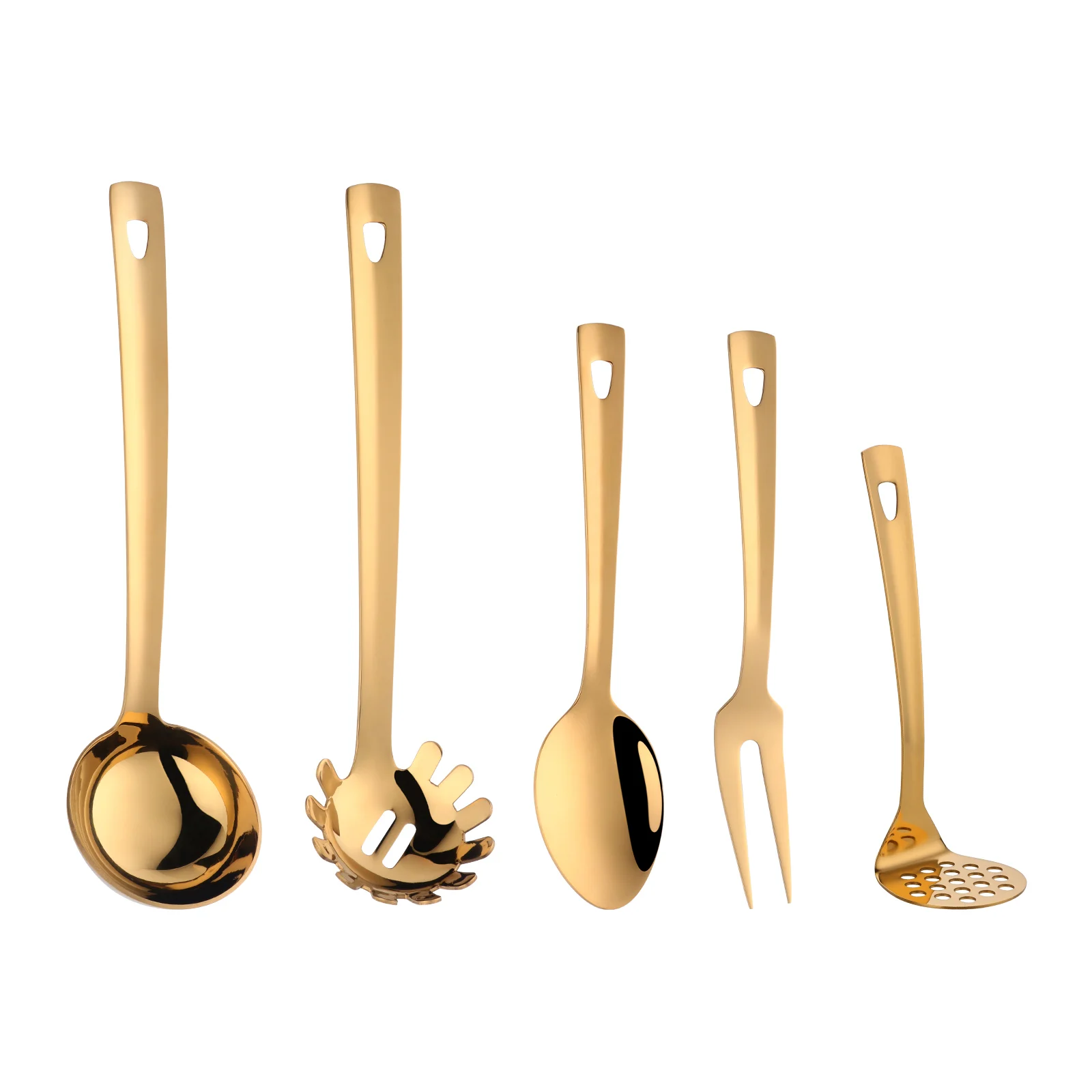 1PC Stainless Steel Long Soup Spoon Cooking Utensils Gold  Metal Polish Skimmer Colander Ladle Cake Shovel Spatula Kitchenware