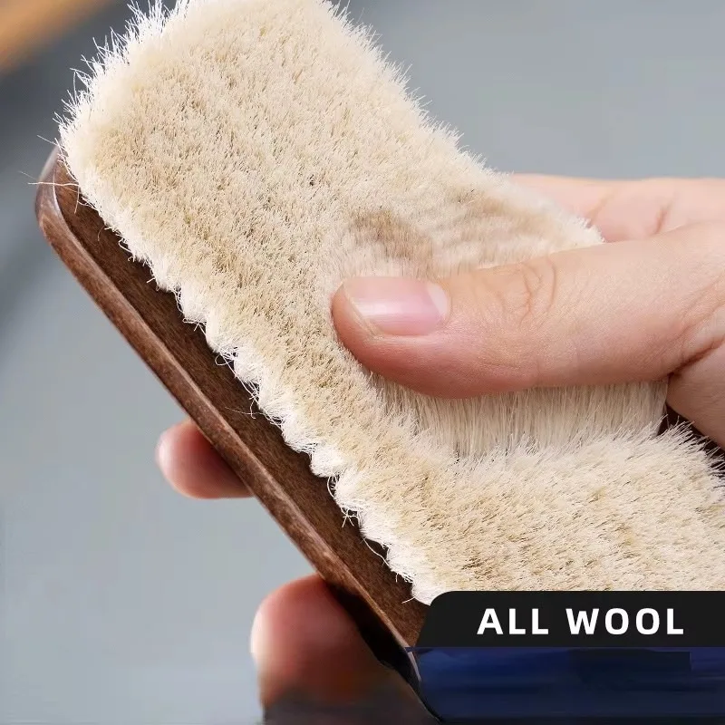 Solid Wood Wool Shoe Brush, Polishing, Cleaning, Care Brush, Suitable For Leather Or Fabric Shoes, Cleaning Brush