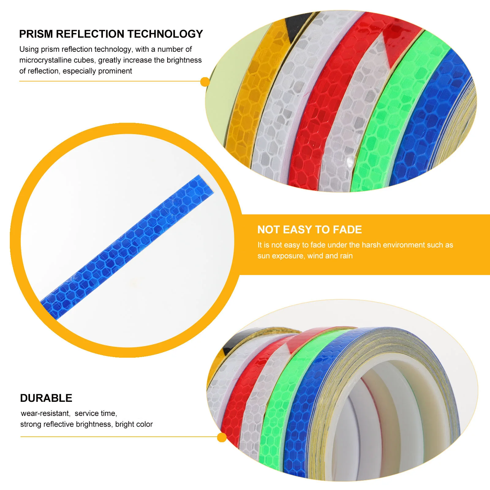 

8 Rolls PVC Reflective Stickers Waterproof Sticker for Cycling Camping Hiking Strong Reflection Easy