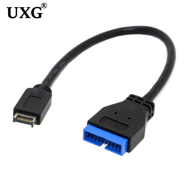 Mainboard Front Panel USB 3.1 Type-E Header to USB 3.0 19-Pin Male Connector Motherboard Extension Cable for PC Desktop Adapter