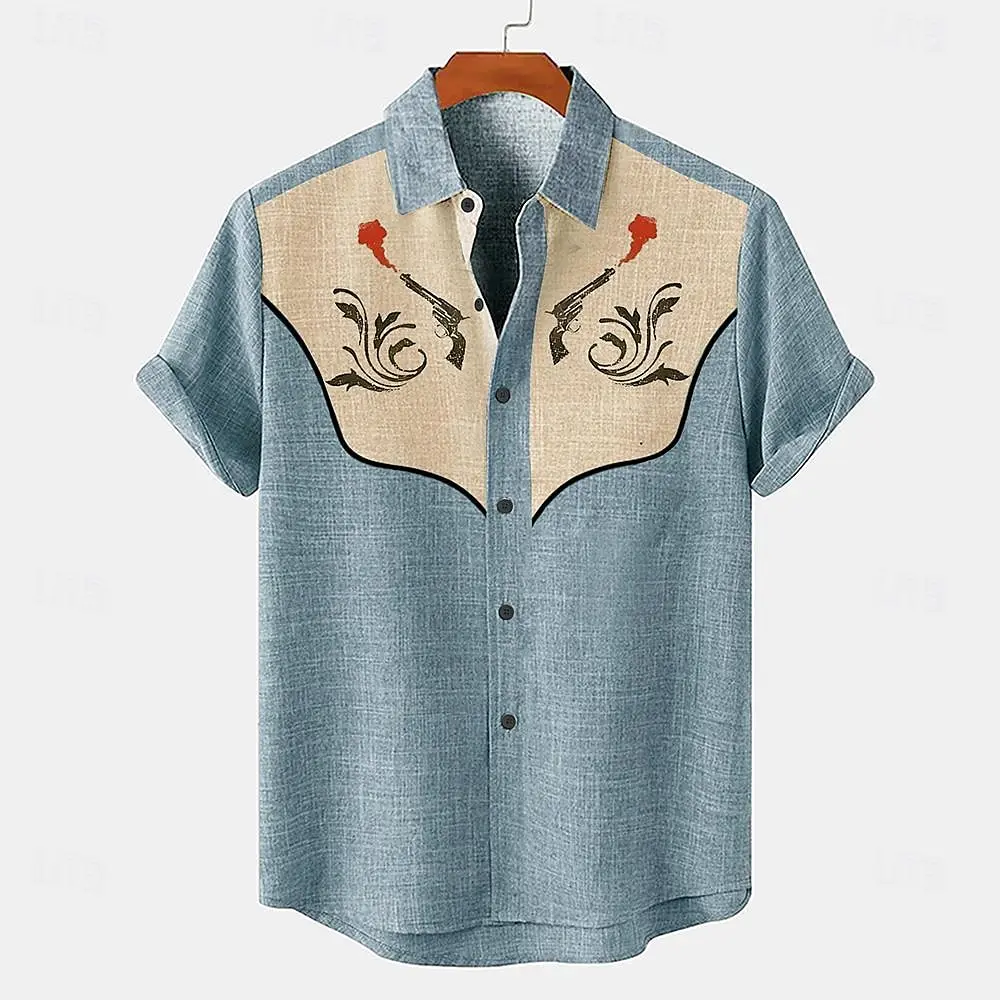 2024 new summer linen fashionable short sleeved shirt suitable for Hawaii vacation shirt men's top Asian popular style