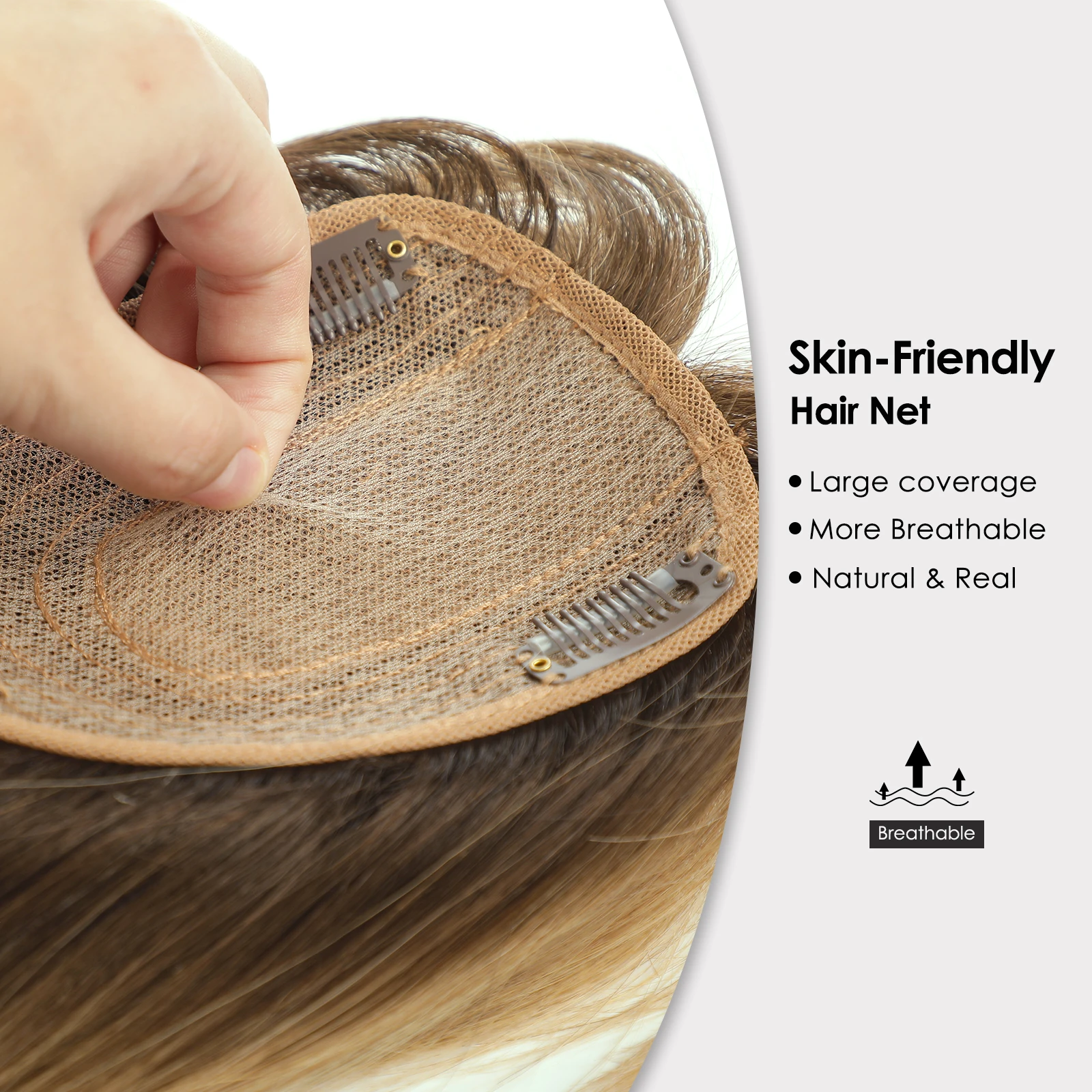 100% شعر بشري حقيقي القبعات العالية مع الانفجارات قاعدة الحرير 3 كليب قطع براون شقراء مستقيم الشعر البشري توبر للنساء الشعر التمديد #6