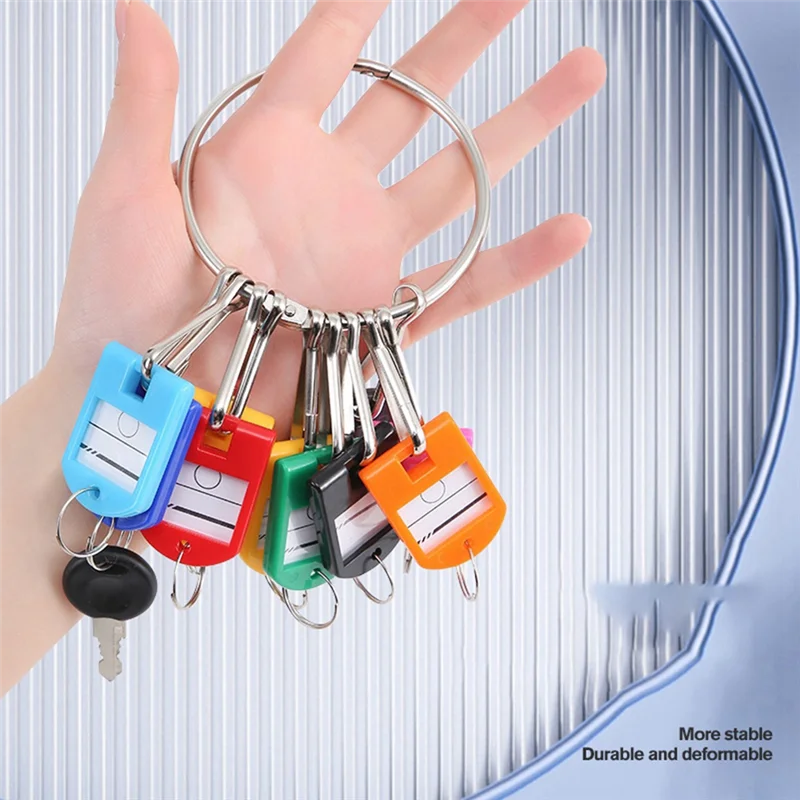 Portable Metal Ring Key Organizer with 20 Spring Hooks & Key Tags with Ring and Label Window