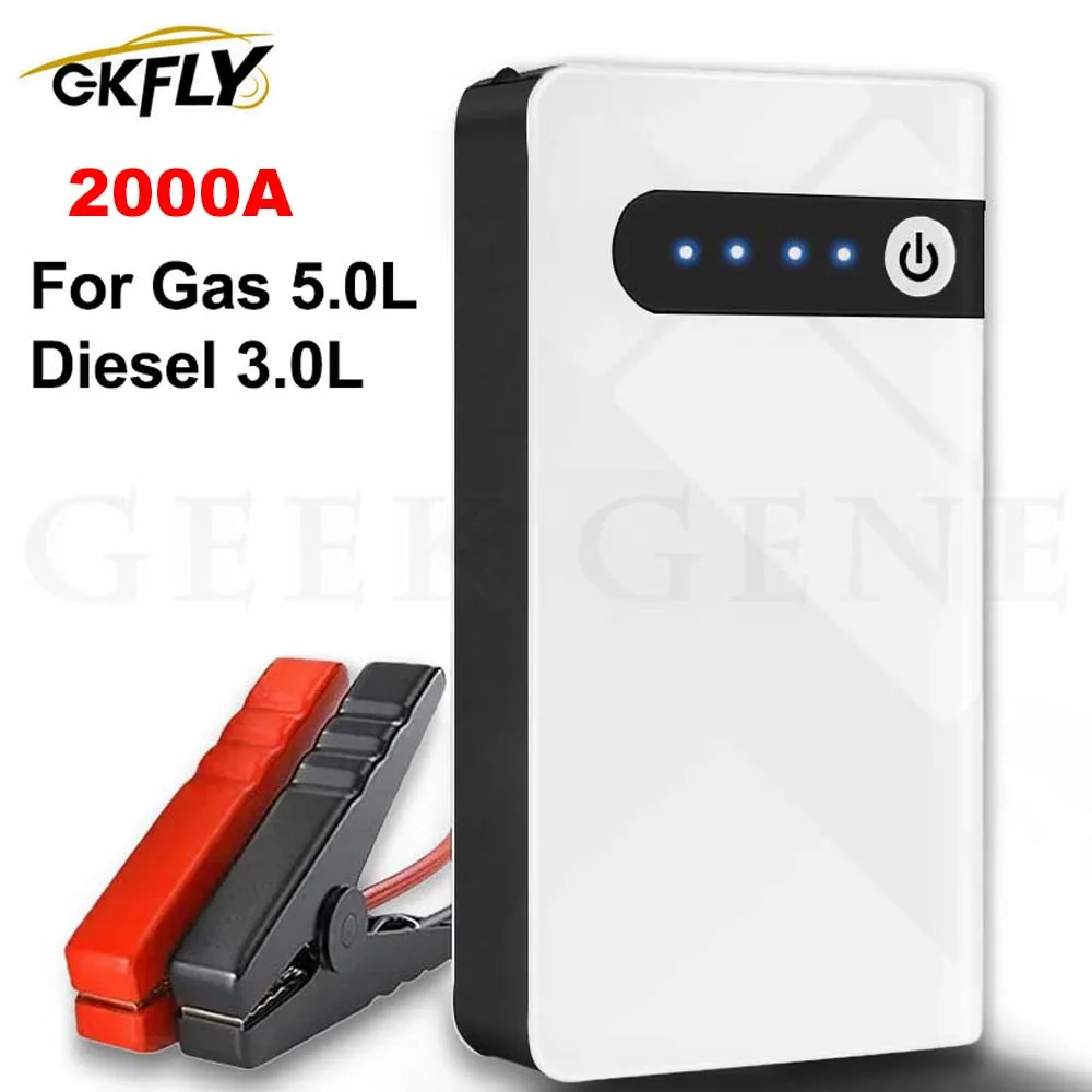 Avviatore di Emergenza per Auto GKFLY, Dispositivo di Avviamento con Cavi, Power Bank Portatile, Caricabatterie, Booster