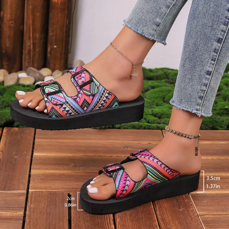 

Flats Slippers Print Random Women Casual Shoes Beach Sandals Walking Flip Flops Shoes 2024 Summer Designer New Female Slides