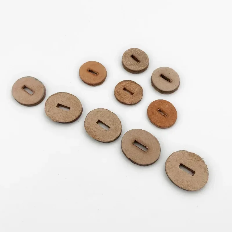 2 Sizes Leather Circles 10pcs/Batch - DIY Grip Patch Supplies for Kabar Style Gear, Genuine Cowhide Durable & Easy to Process