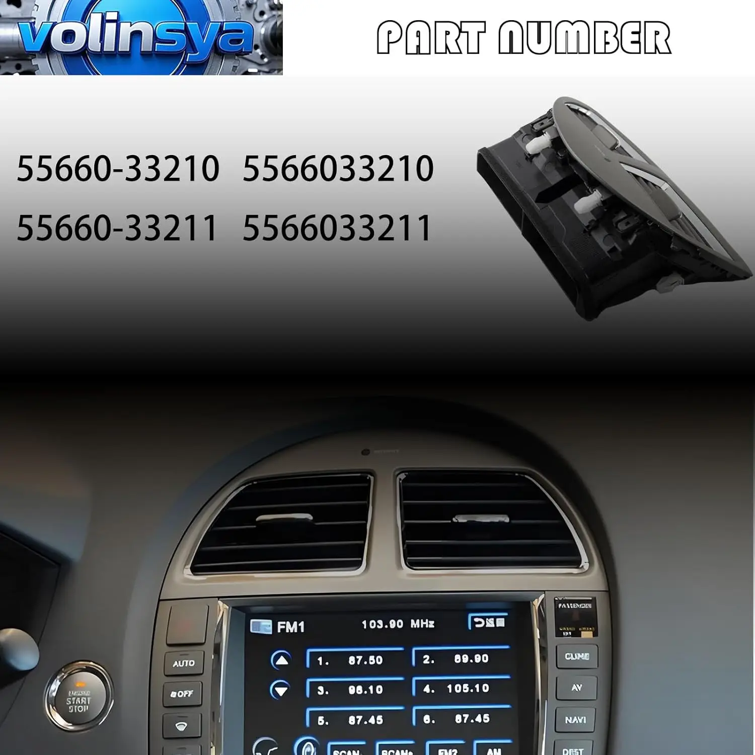 

Central instrument panel air conditioning vent panel compatible with 09-12 Lexus ES350 replacement 5566033210 5566033211