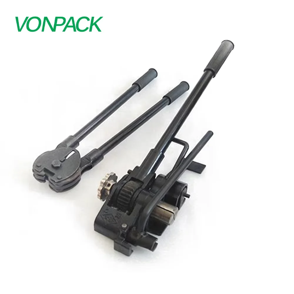 VONPACK 20 มม.แบบพกพา Tensioner และ Plier Handy สายรัดเหล็กเครื่องมือ Professional Band พาเลท Packer สําหรับไม้กล่องโลหะกรณี
