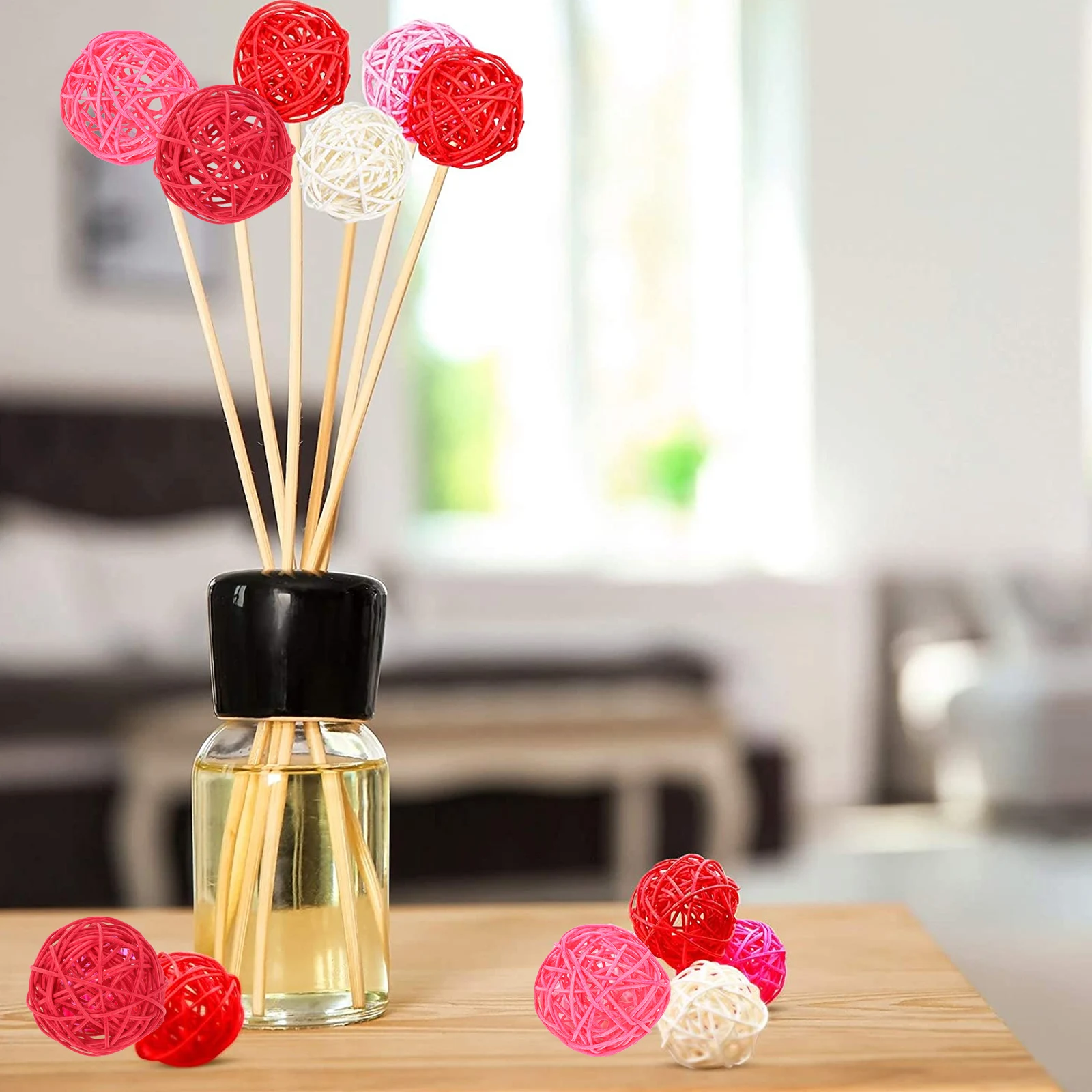 

24pcs Woven Balls Hanging Party Layout Decor Round Shaped Pendant Valentine Red Lightweight Party nament Craft