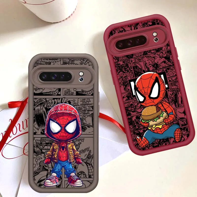 

Marvel Spider Man Cute For Google Pixel 9 8A 8 7 7A Pro XL 5G Eye Ladder Soft TPU Shockproof Cover
