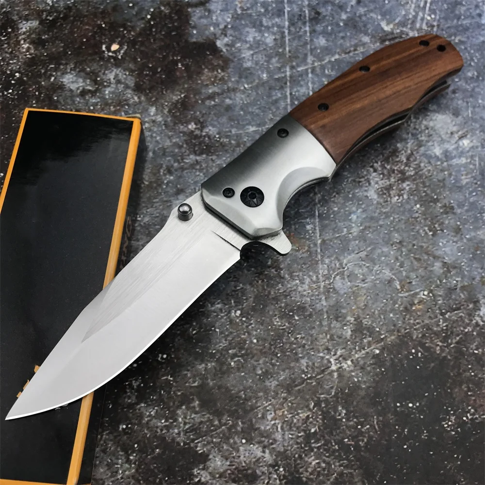 

Pocket Outdoor DA51 Folding Knife 5Cr13Movblade Colored Wood+stainless Steel Handle Hunting Tactical Knife Camping Edc Multitool
