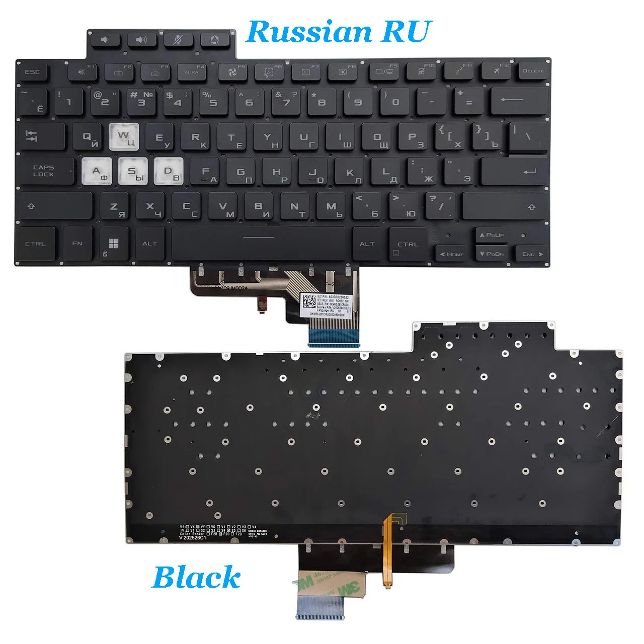 

Клавиатура для ноутбука ASUS V202526CS1 0KNR0-261BRU00 RU \ V202526CS1 0KNR0-261BUS00 США с подсветкой без рамки, черная
