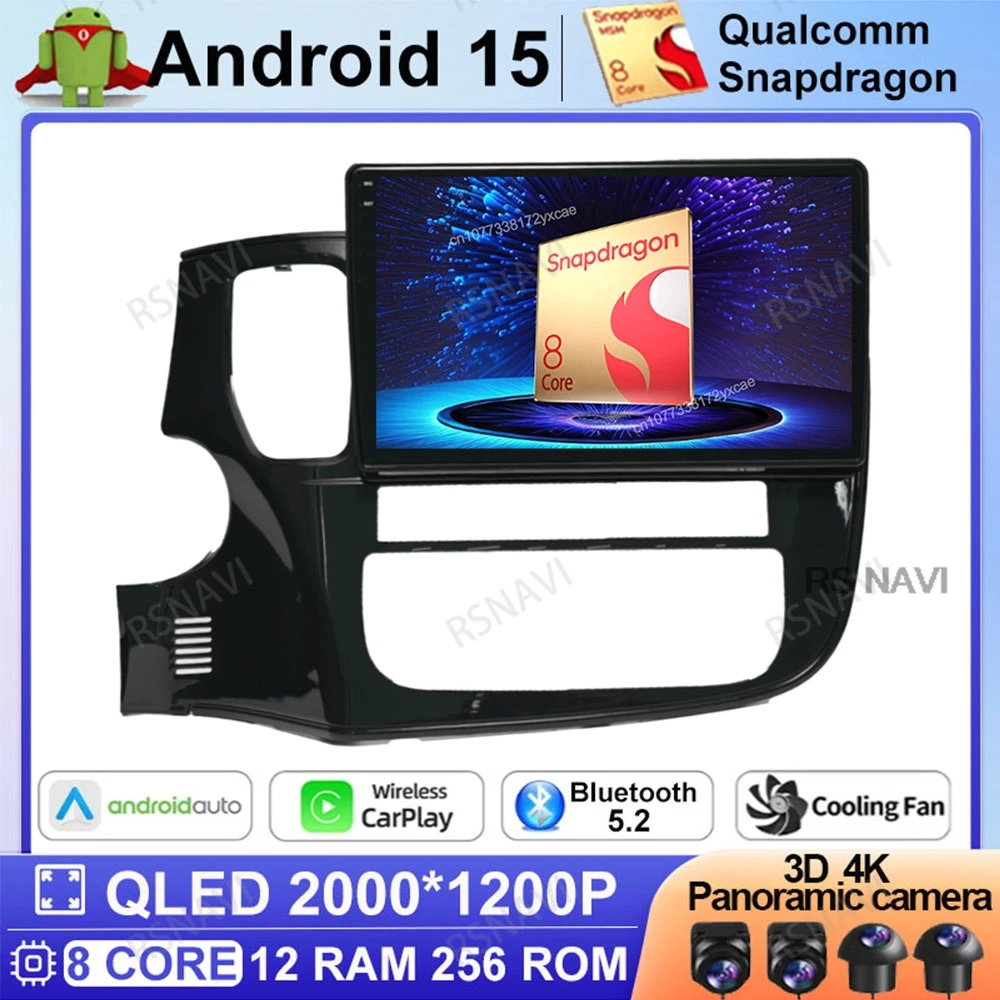

Android 15 Car Radio For Mitsubishi Outlander 3 2012-2018 Navigation Autoradio Multimedia 5G WIFI GPS Wireless Carplay Auto BT