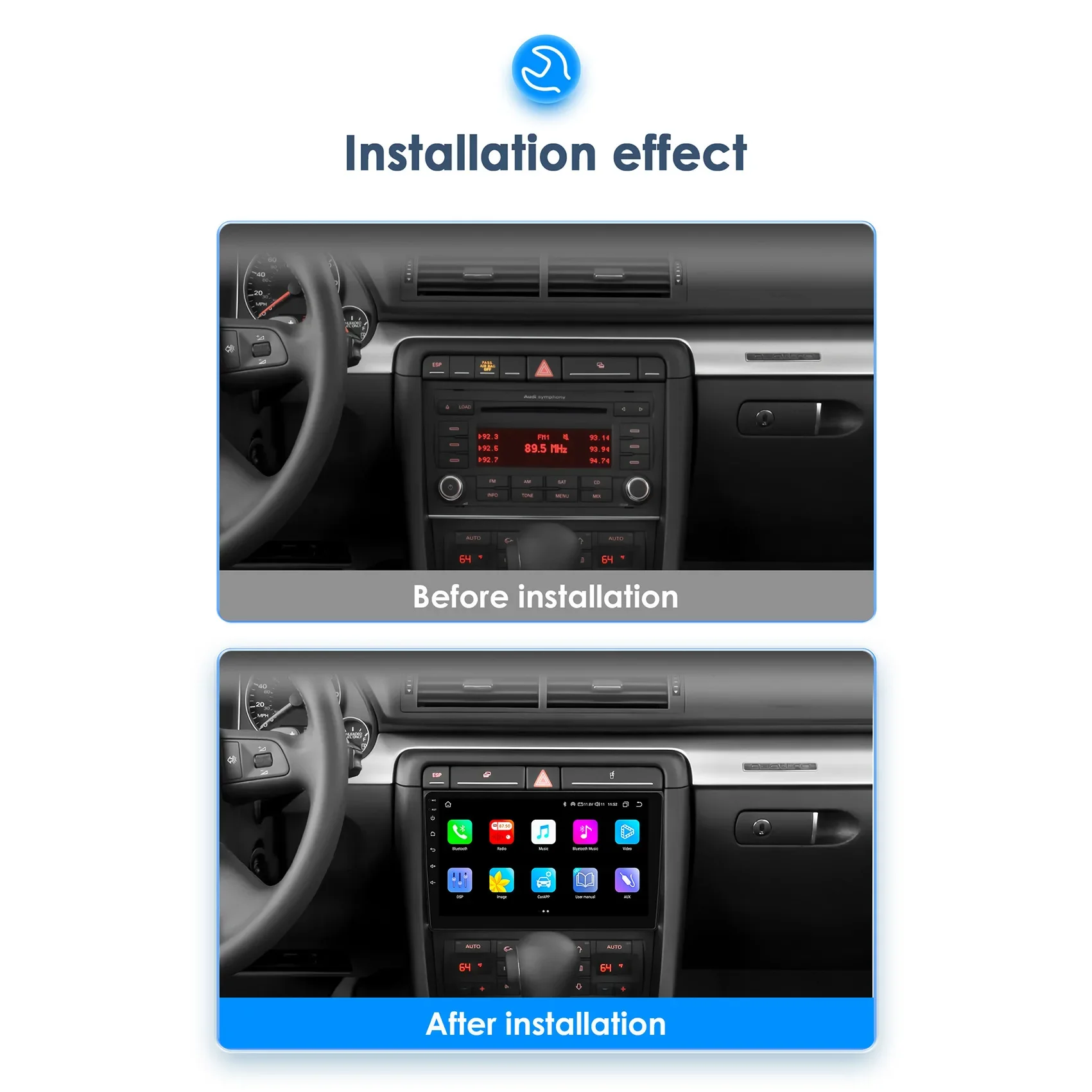 Wholesale is suitable for 00-09  A4 car GPS navigator Bluetooth player all-in-one mp5