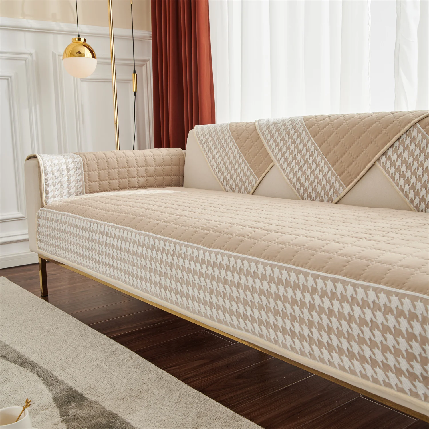 Hahnentritt-Spitze, Dekor, Quilten, Sofa-Kissenbezug, rutschfeste Sofa-Schonbezüge für Wohnzimmer, Couch, Sitzbezüge, haustierfreundlich – Detail 7