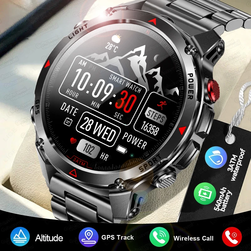 جديد في الهواء الطلق ساعة ذكية 1.46 "شاشة 3ATM مقاوم للماء الساعات بلوتوث دعوة Smartwatch GPS ستة نجوم لتحديد المواقع لنظام أندرويد IOS