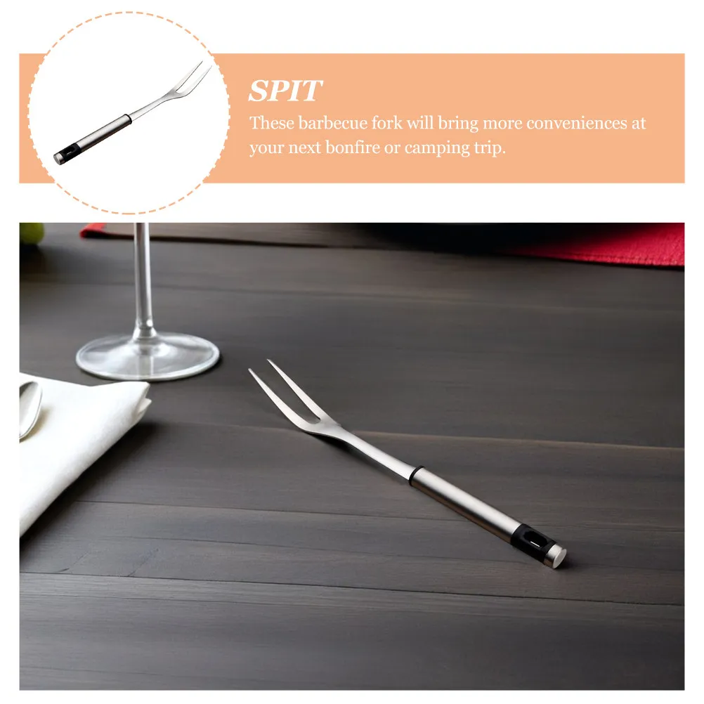 Stainless Steel Bbq Fork Compact Lightweight Meat Serving Fork for Outdoor Grilling Roasting Camping Barbecue Party Kitchen