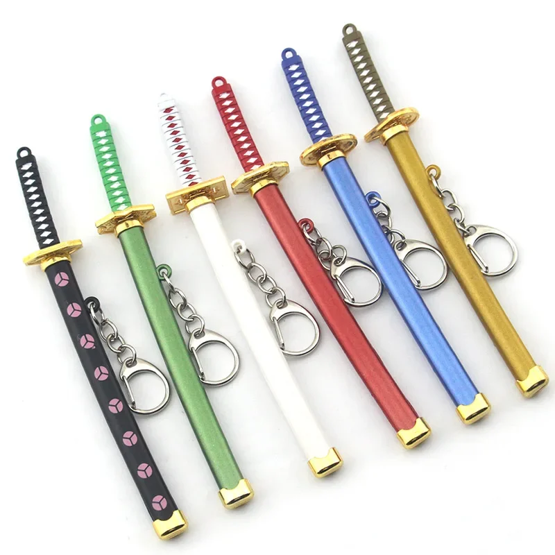 8 Styles Roronoa Zoro Swords Keychain for Men Women Scabbard Katana Sabre Buckle Toolholder Car Keyrings Key Chains Gift