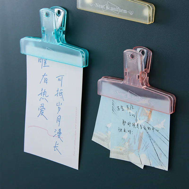 

Transparent Colorful Binder Paper Clips with Magnet Stick on Blackboard or Fridge Easy Storage Kitchen Office School Home Use