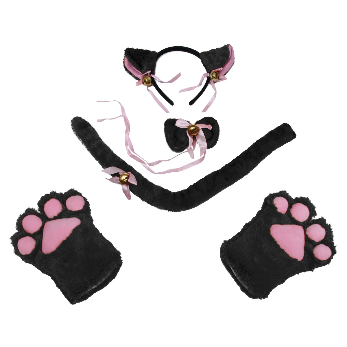 5Pcs Cat Claw Gloves Cosplay Set One Size Comfortable Ears Collar Party Costume Accessories Cat Cosplay Costume