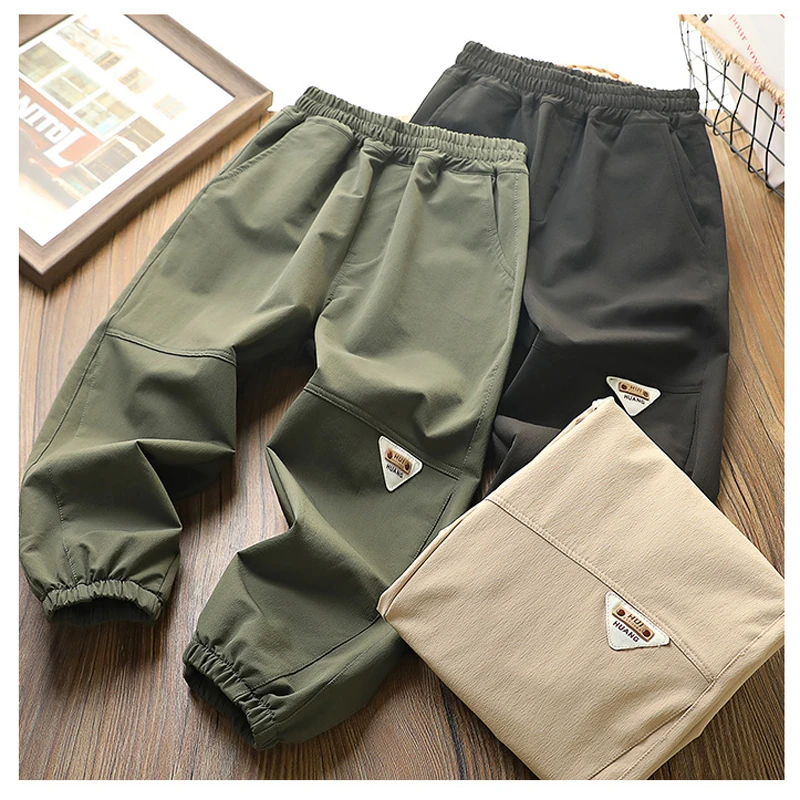 IYEAL  Children Clothes Boys Pants Cotton Long Teenage Boys Clothing Casual Pants Kids Trousers Big Size 4 6 8 10 12 14Years