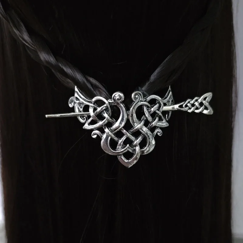 Noeud celtique en métal inspiré de l'ère Viking, accessoire d'épingle à cheveux, conception de nœud détaillé, reconstitution historique, Cosplay, mode avant