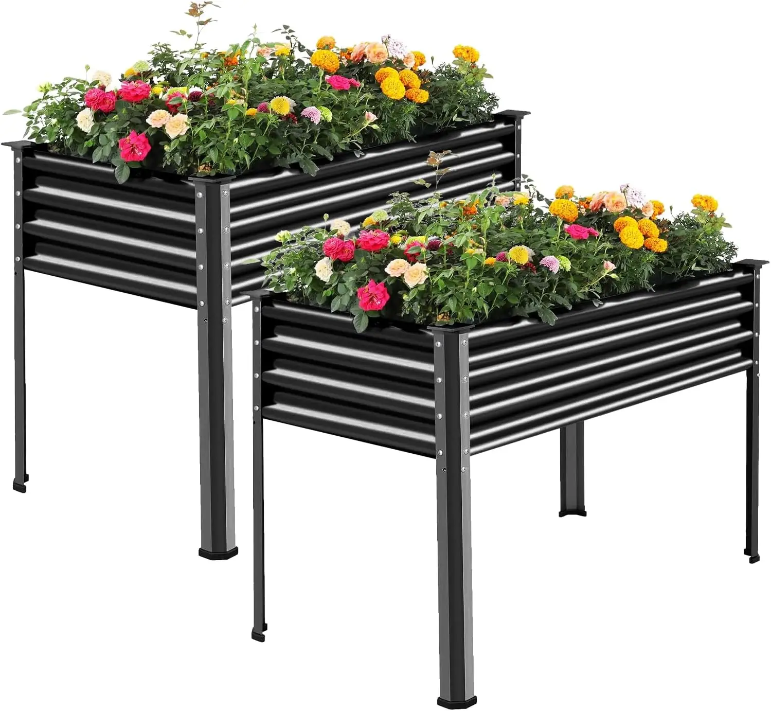 Galvanized Elevated Garden Bed Kit 2 Pack 48 X 24 X 32 In Metal Raised Planter With Legs Drainage Hole For Backyard Patio Balcon