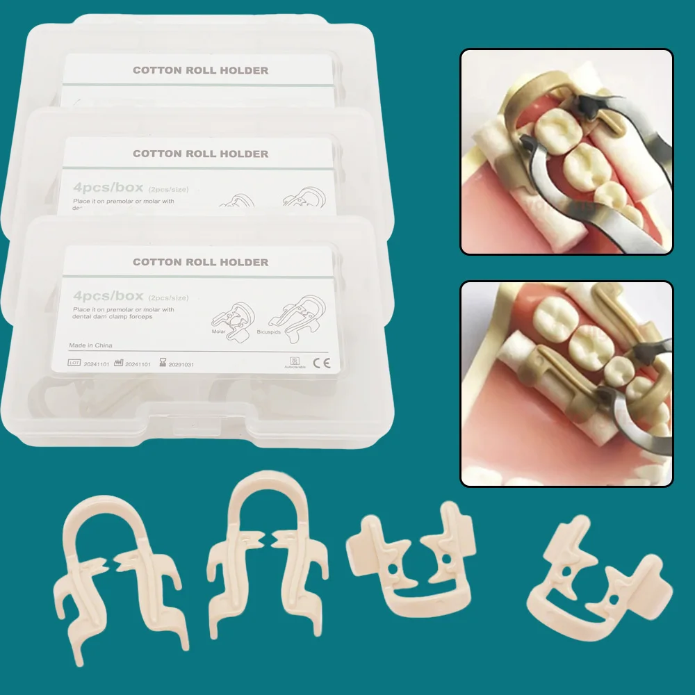 

Стоматологический держатель ватного рулона, 4 упаковки, полимерные кровоостанавливающие зажимы для моляров, набор инструментов для предварительного наполнения корневых каналов