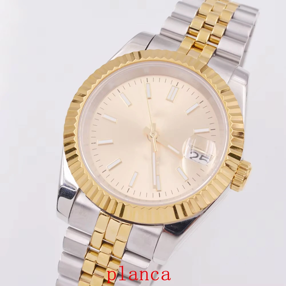 Orologio da uomo 36mm/39mm NH35 automatico quadrante in oro rosa vetro zaffiro 100m impermeabile