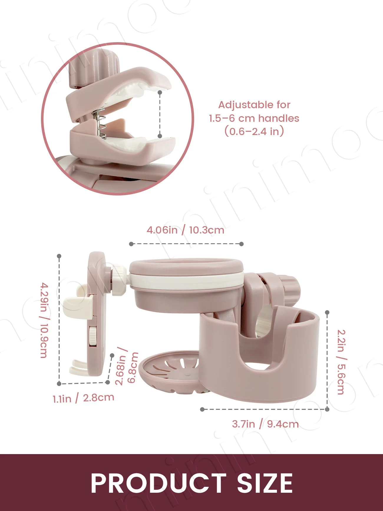 3-in-1 Stroller Cup Holder with Phone Holder, Double Cup Organizer, Universal Drink Holder for Stroller & Wagon