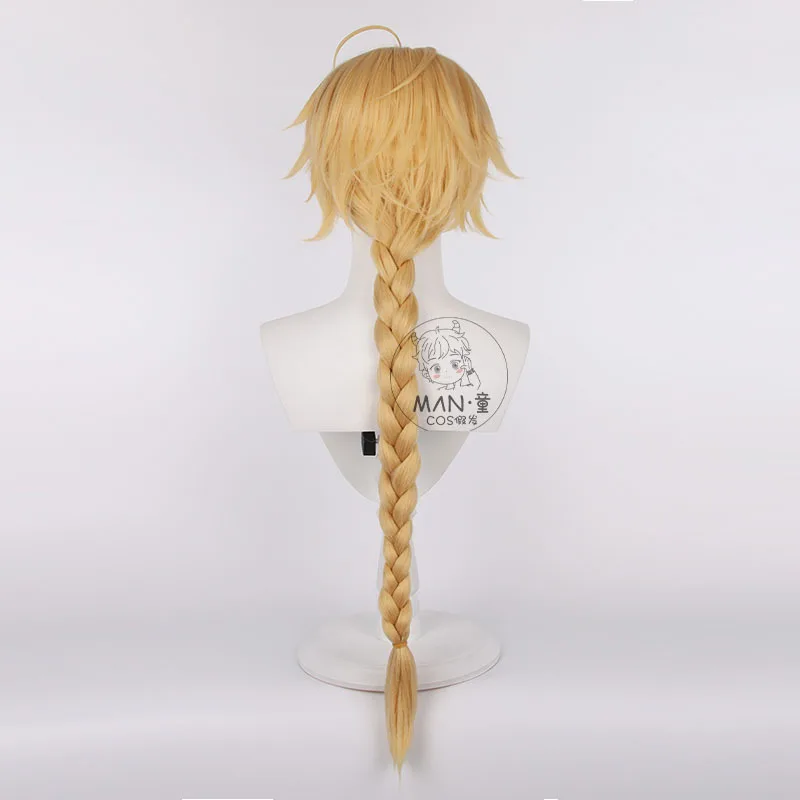 Genshin Impact Aether Cosplay perruque dorée tressée Style cadeau d'Halloween