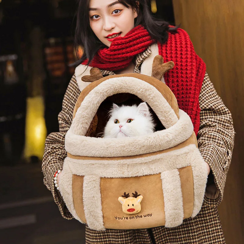 2025 Pet Backpack Portable Large Capacity Cat Bag Can Warm Hands Dog Backpack Pet Supplies