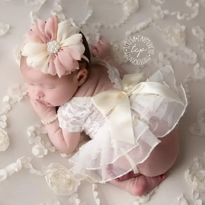 

Newborn Photography Clothing Headband+Dress 2Pcs/set Studio Baby Girl Photo Props Infant Shoot Clothes Fotografia