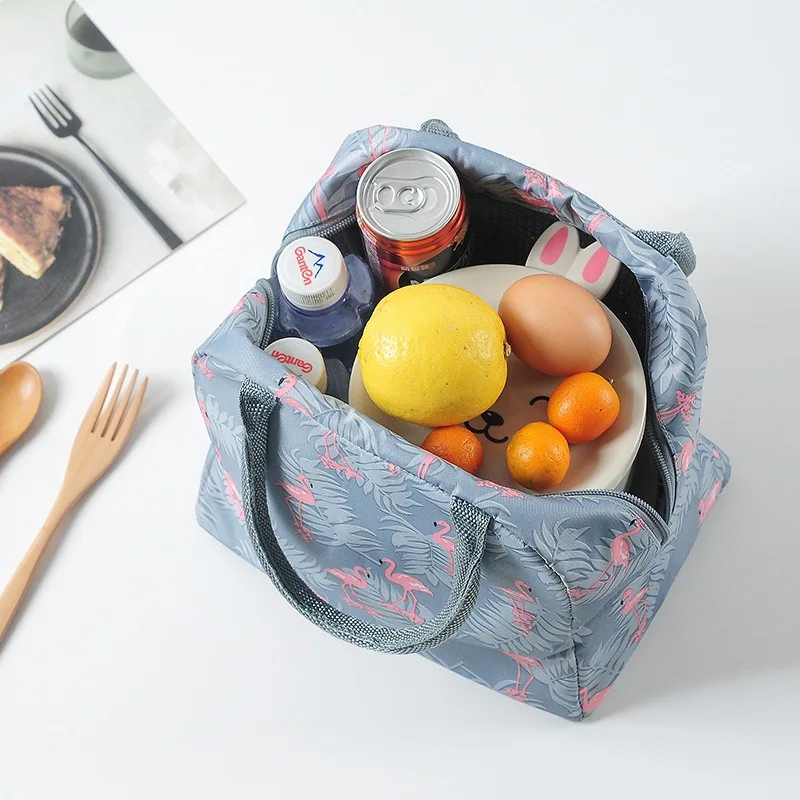 Insulated Lunch Bag Thermal Heat Preservation Bags Portable Picnic Women Kids Lunch Box Functional Pattern Cooler Ice Pack Tote