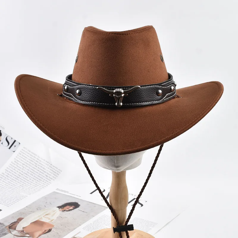 Cowboyhut im westlichen Stil für Männer und Frauen, Vintage-Stil, Gentleman, Cowgirl, Jazz-Hut, Outdoor-Reise, Ritterhüte – Detail 6