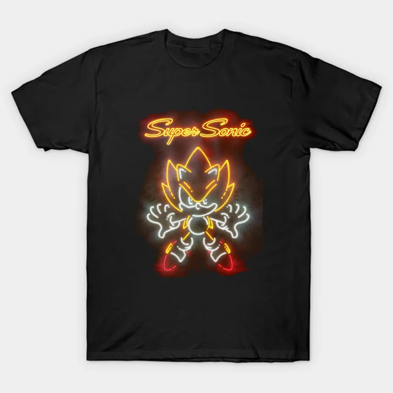 

0308 Super Sonic Shadow The Hedgehog Character Anmie Graphic T-Shirt Y2K clothes Cute Cartoon printed tee All size top