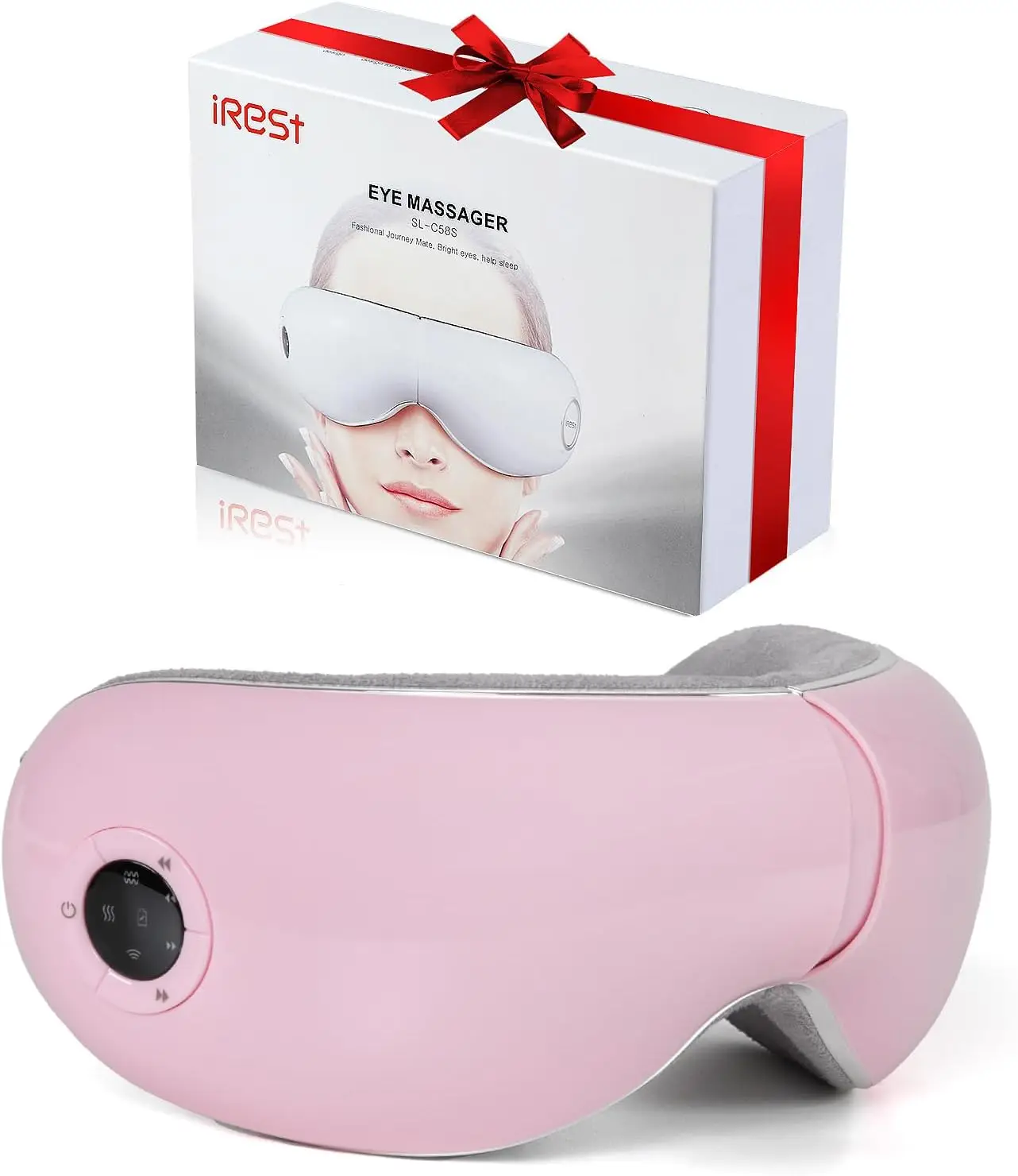 

Heated Eye Massager with Vibration and Air Pressure for Migraine Relief, Sleep Improvement, and Eye Strain - Portable Pink Gift