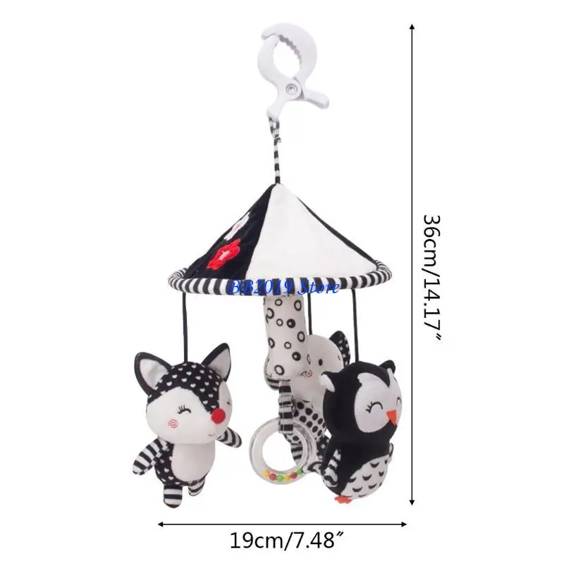 Q0KB Baby Stroller Rattle Toy Hand Infant Toy Toy Toy Hanging Hanging Pendant Plush Cartoon Animal For Doll