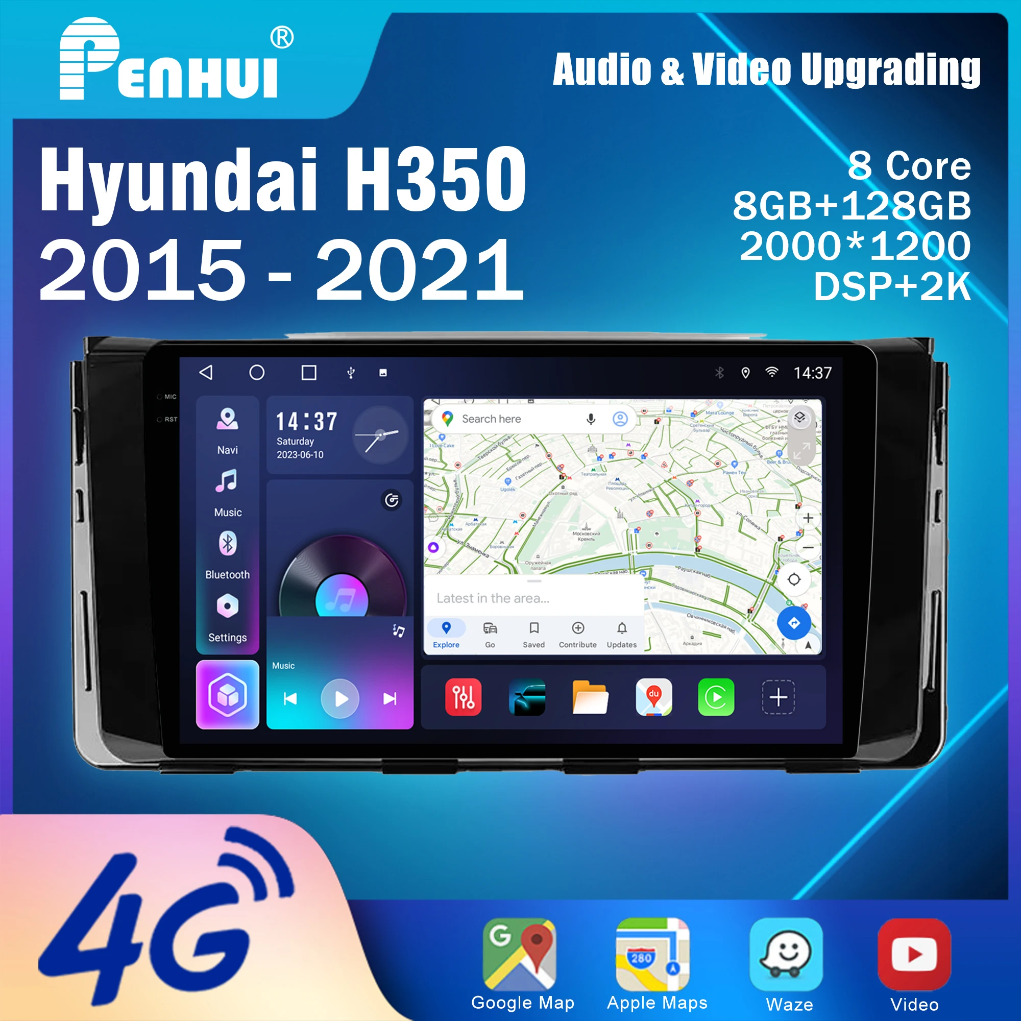 Penhui for Hyundai H350 2015 - 2021 Android Car DVD Multimedia Player Screen Audio Video 2 Din DSP Bluetooth CarPlay Radio
