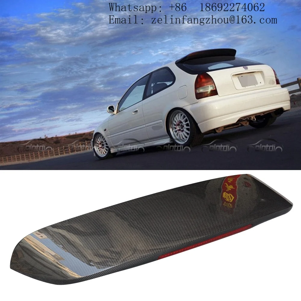 Carbon Fiber Spoon Style Duckbill Roof Spoiler Trunk Lip Wing for Civic EK8 Hatchback 1996-2000 Exterior Tuning Kit