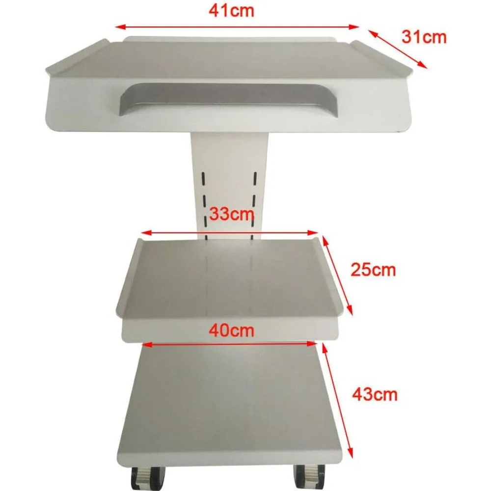 Multi-Function Trolley, 3 Layer Rolling Tray Lab Clinic Cart w/Built-in Socket, Mobile Medical Salon Organizing Cart With Wheels