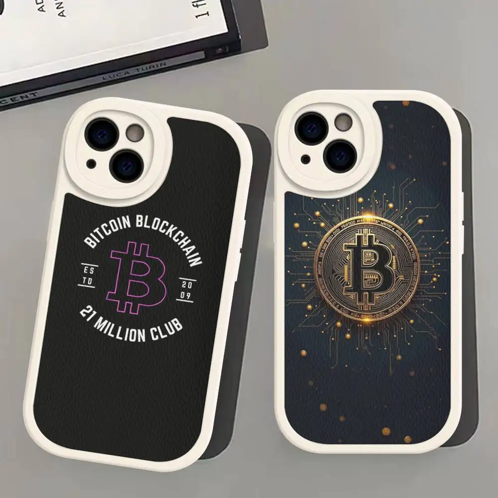 

Bitcoin Phone Case Hard Leather For IPhone 14 13 16 Mini 15 14 11 12 Pro Max Plus Fundas
