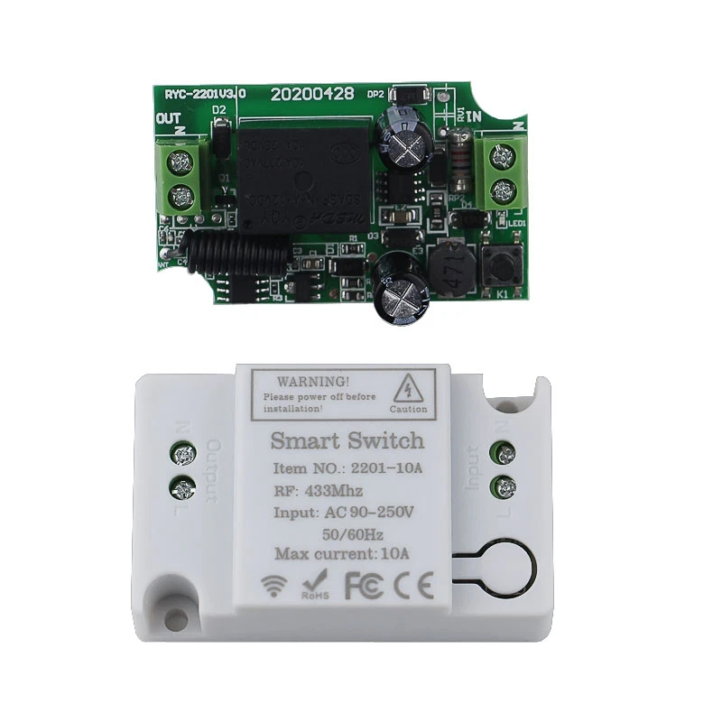 433Mhz uniwersalny inteligentna bezprzewodowa przełącznik zdalnego sterowania AC 220V 1CH odbiornik korytarz pokój lampa ledowa do domu