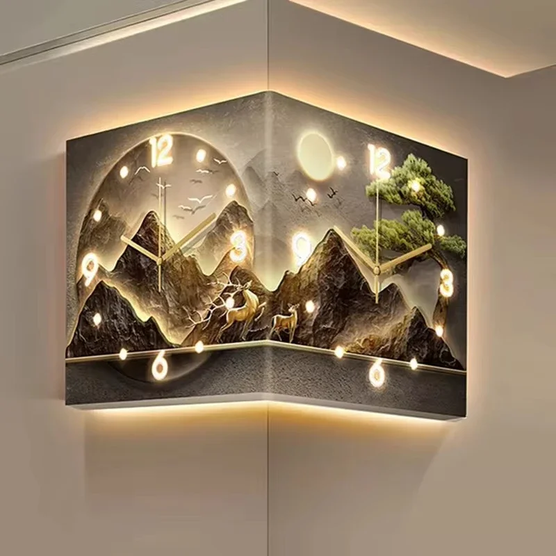 Nordic Led Digital Wall Clocks Luxury Wall Lamps LED Restaurant Living Room Entrance Hall Bedside