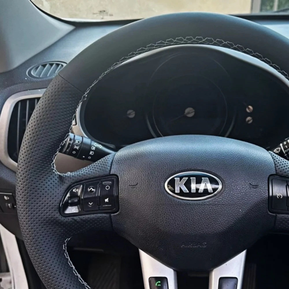 Customization Hand Sewing Microfiber Leather Car Steering Wheel Cover For Kia Sportage 3 2011-2014 Kia Ceed Cee\'d 2010-2012