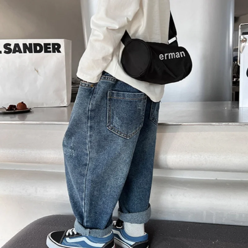 

2025 Classic Spring Autumn Baby's Kids Pants Teenagers Outwear High Quality Children's Clot Boys Jean Pants Long Trousers Cotton