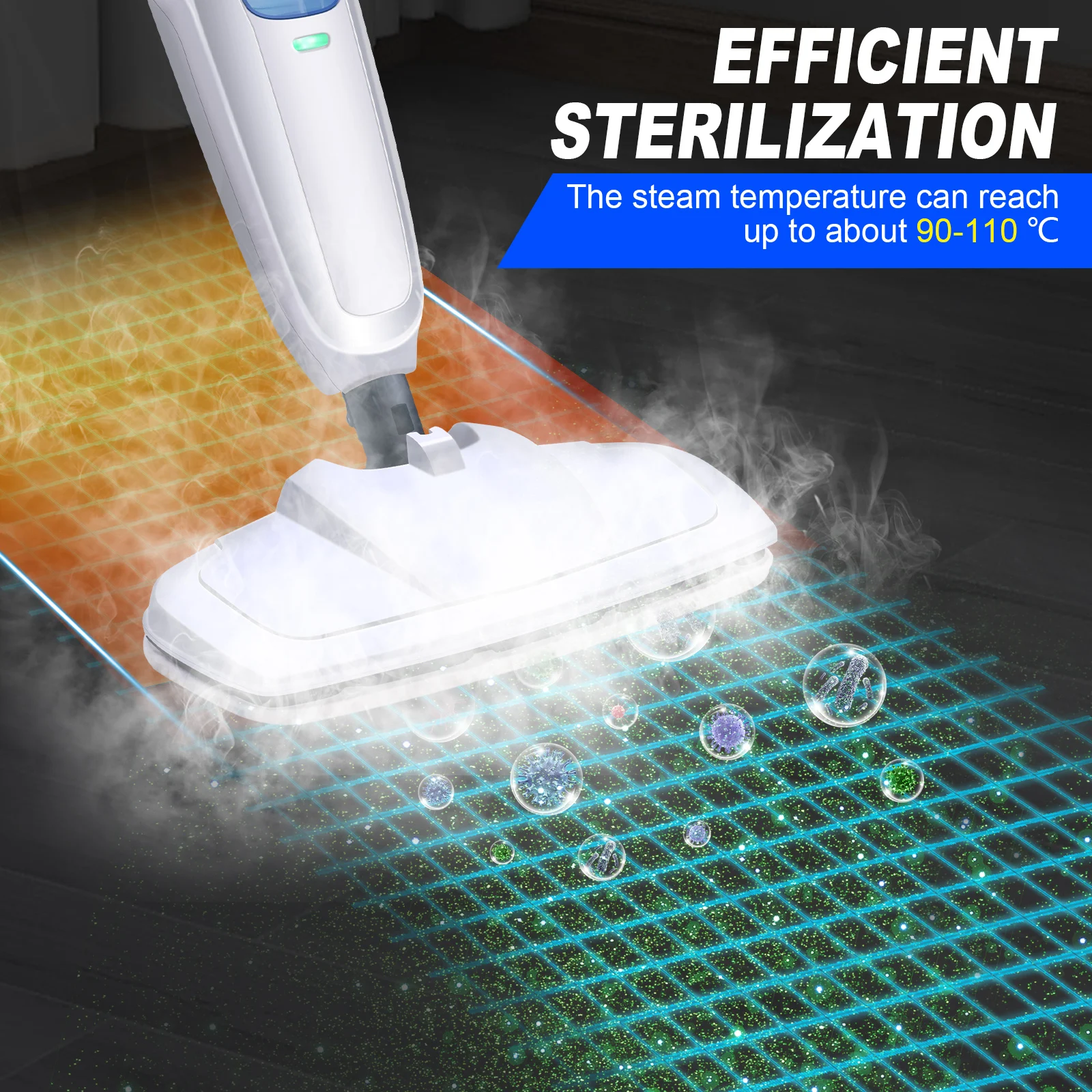 Elektrische Stoommop 2-in-1 Multifunctionele Handheld Stoomreiniger Vloerstoombootreiniger voor Hardhout/Fliesen/Vloeren Tapijtreiniging