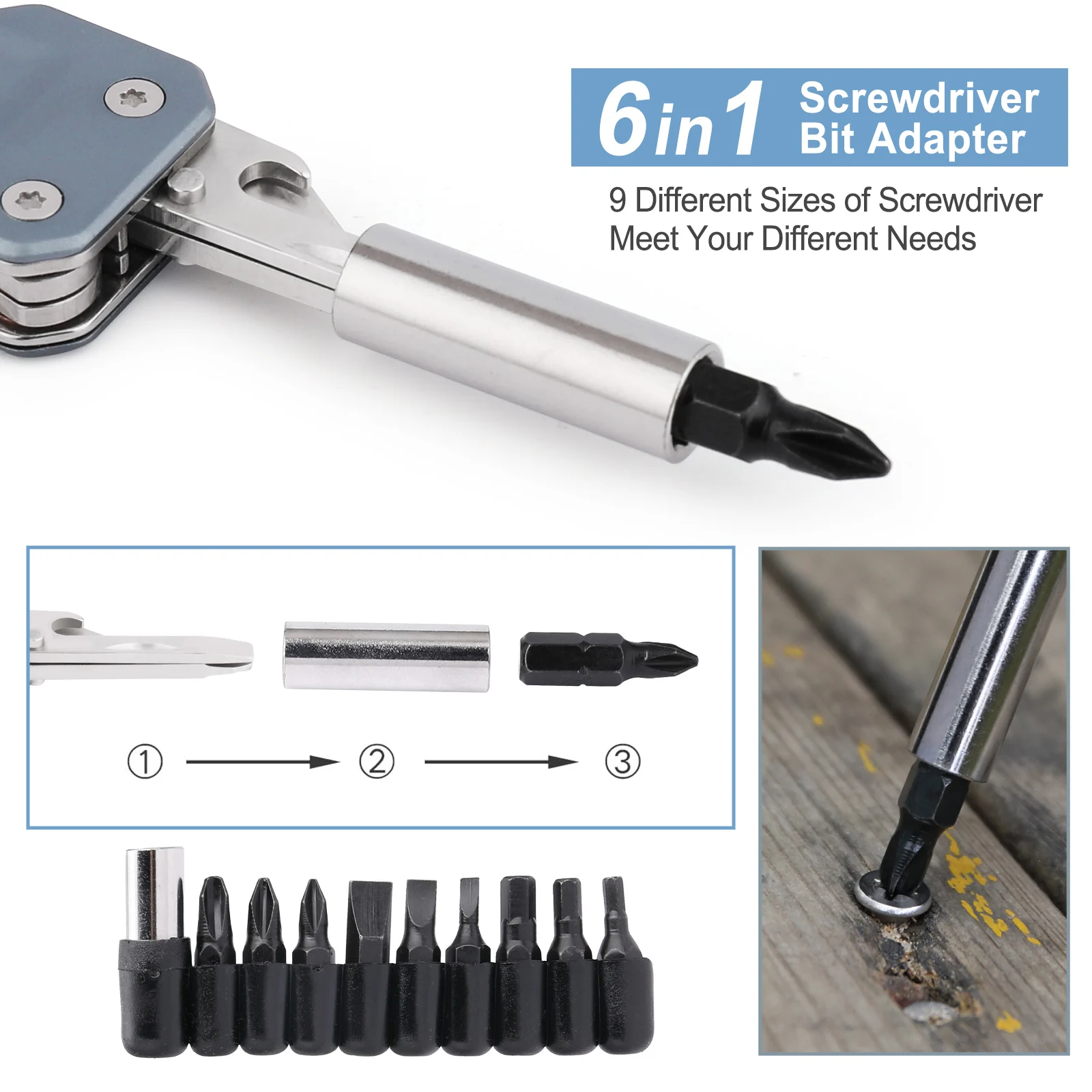 NexTool Wrench W1 Multitool Verstellbarer Schraubenschlüssel 6-in-1 EDC Taschenwerkzeug Klappbarer Schraubendreher Feile Outdoor-Fahrradreparatur Handwerkzeuge – Detail 3