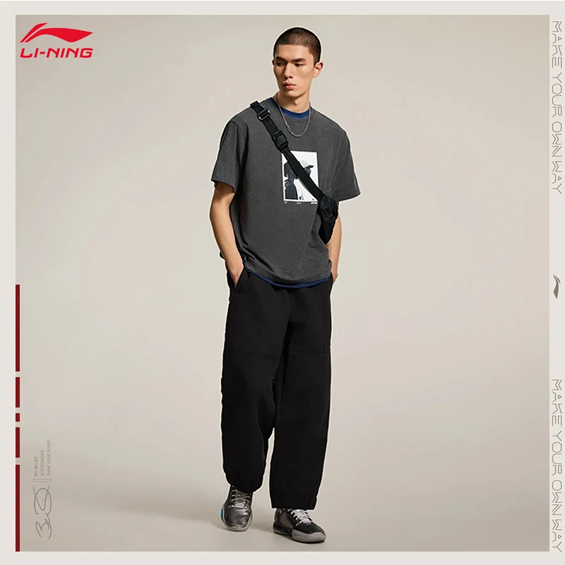 

LI-NING Wade Series Мужская удобная солнцезащитная свободная рубашка с короткими рукавами для культуры AHSU163