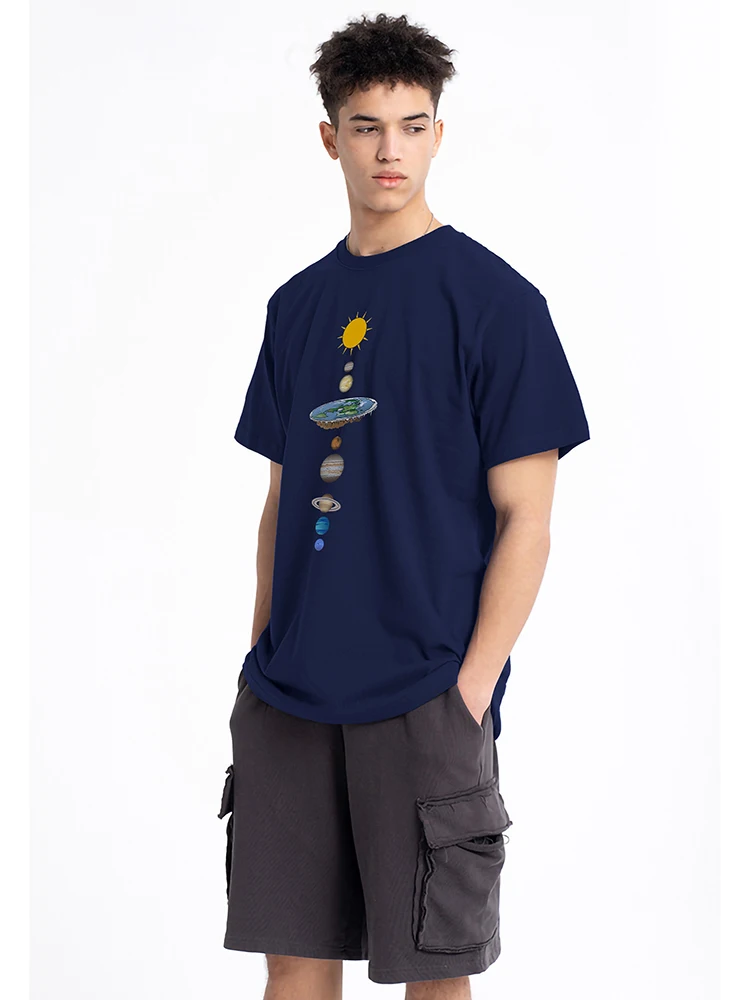 Cosmic Solar System Planets Print Man T-shirt Oversized Loose Clothing Regular Sleeve T Shirts Male Fashion Casual Tee Shirt